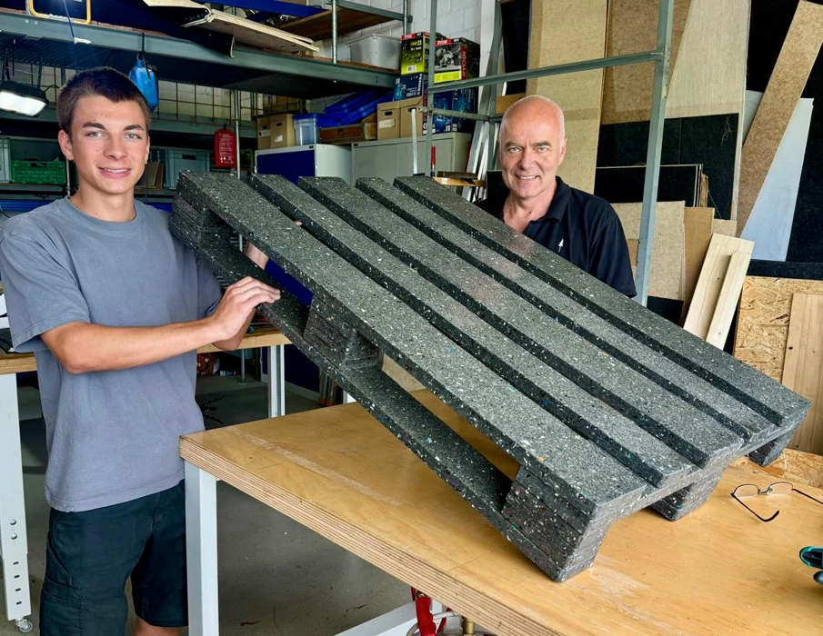 Real CIRPAL composite pallet prototype in the workshop